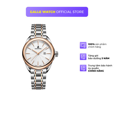 Đồng hồ cơ nữ Ernest Borel N0435L0A-MN2N thanh lịch, mặt kính Sapphire, chống nước 3 ATM, dây thép đeo tay chính hãng
