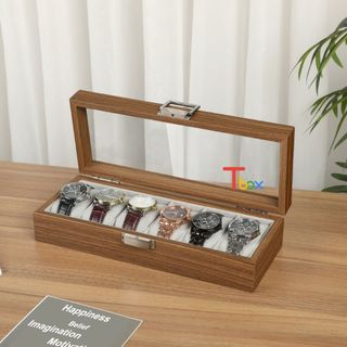 Hộp đựng đồng hồ 6 chiếc đồng hồ bằng chất liệu gỗ