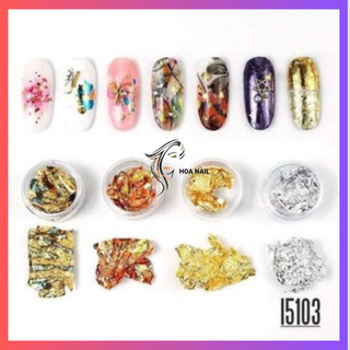Set Giấy nhún vàng bạc trang trí Nail 12 Hũ