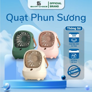 Quạt phun sương smartchoice scg-pk124, quạt mini để bàn pin 1200mah nút cảm ứng 3 chế độ gió