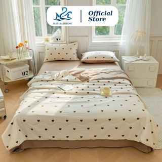 Bộ chăn ga gối COOLING M2T BEDDING mềm, mát, gồm 2 vỏ gối nằm, ga giường và chăn chần bông hè