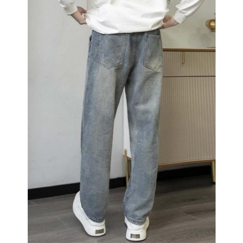 Quần jean baggy ống rộng phom Unisex, cá tính , lưng chun | BigBuy360 - bigbuy360.vn