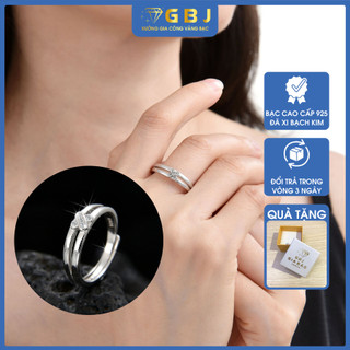 Nhẫn gia bảo jewelry chữ x đính đá tỉ mỉ sáng lấp lánh freesize chuẩn bạc 925 gbj48178