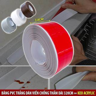 Băng Keo PVC Dán Viền Bếp Chống Dầu Mỡ Băng Dính Dán Mép Tường Chống Ẩm Mốc BẢN LỚN 3.8CM