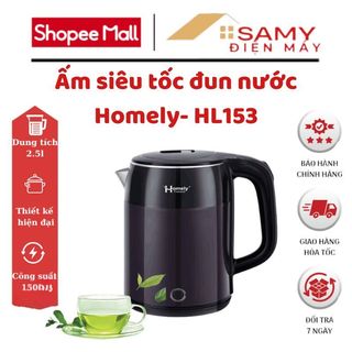 Ấm siêu tốc nhựa hai lớp Homely HL-153, công suất 1500W dung tích 2,5L đun nước nhanh chóng, an toàn