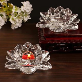  Đế nến hoa sen thủy tinh lưu ly 7 cánh chân nến thủy tinh cốc lọ đựng nến thơm tealight Chân Đế Đựng Đèn Cầy Thuỷ Tin 