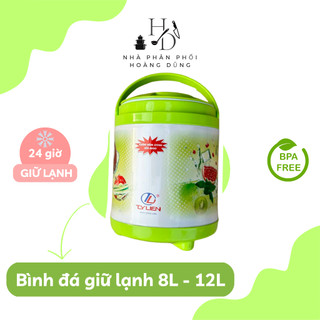 Bình đá - phích đá nhựa giữ lạnh có quai xách dung tích 8 lít - 12 lít Tý Liên