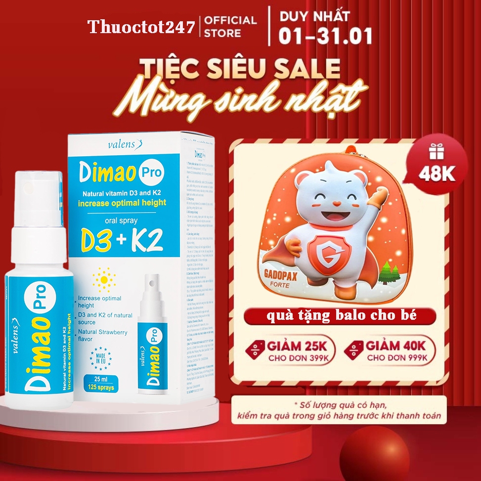 ✅ Tăng Chiều Cao Cho Trẻ Dimao Pro Vitamin D3 + Keovon Vitamin K2