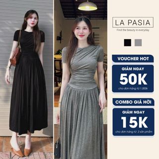 Đầm Body Dáng Dài Tay Ngắn LP71 LA PASIA, Váy Liền Thân Chất Thun Tơ Tre 2 Lớp Dày Dặn Co Giãn Cao Cấp