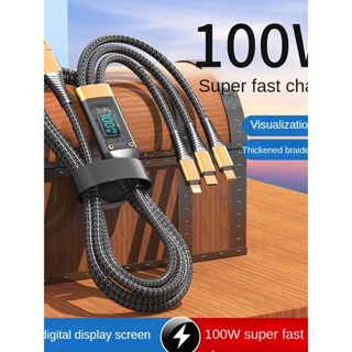 Dây Cáp Sạc Điện Thoại 3 Đầu Sạc Nhanh 100W Bọc Dù Chống Đứt Siêu Bền