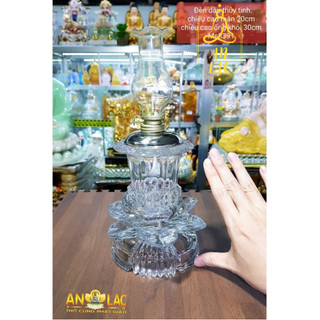 Đèn dầu quang minh liên hoa thủy tinh dung tích 200ml và dầu thắp cát tường mã lai