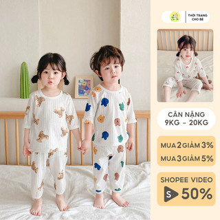 Bộ thu đông cho bé gái bé trai đồ ngủ cho bé 9kg đến 20kg chất mỏng mát, đồ dài tay cho bé