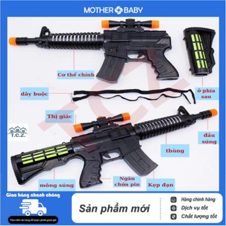 Sung pin đồ chơi trẻ em có đèn và nhạc, Sung AK47 đồ chơi vận động an toàn cho bé