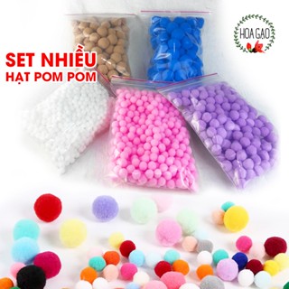 Hạt pom pom cục bông trang trí SET NHIỀU 1000 viên sỉ loại tốt phụ kiện may mặc hạt bông pompom đồ trang trí tết mầm non