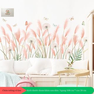 Decal dán tường CT cỏ lau hồng