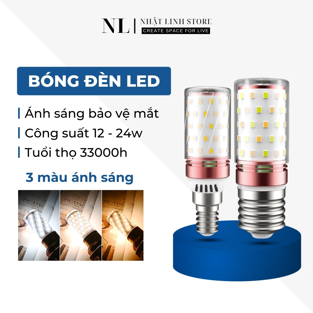 Bóng Đèn Bắp Ngô Siêu Sáng Đui Xoáy E14/ E27, Đèn Led 3 Chế Độ Ánh Sáng, Tiết Kiệm Điện