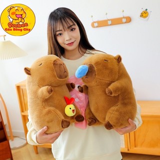 Gấu Bông Chuột Capibara (kéo ra được) Nước Mũi - Capybara Rút Gà Thú Nhồi Bông Chuột Lang Dễ Thương
