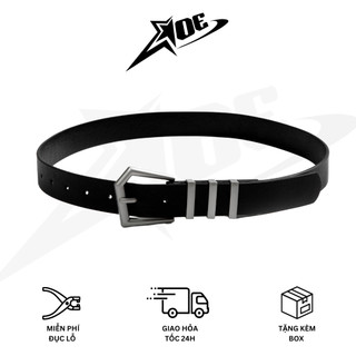 (Có sẵn) AOE STUDIO - Thắt lưng nam nữ chất da PU cao cấp 3 sọc mặt lục giác phong cách Y2K