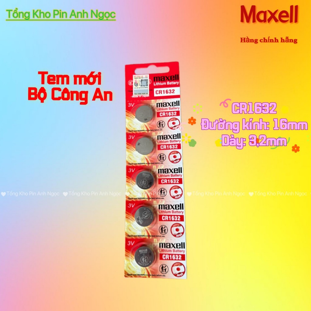 Pin Cảm Biến Áp Suất Lốp CR1632 Hàng Chính Hãng Maxell - Mẫu Mới