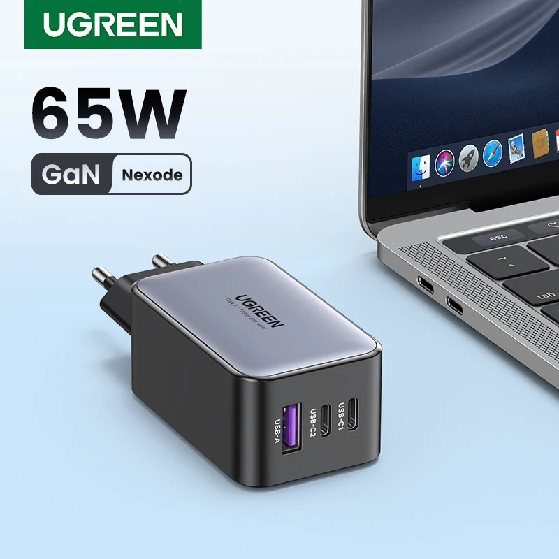 ( Sạc 65W Ugreen ) Cốc sạc nhanh usb C UGREEN GaN 65W QC4.0 QC PD3.0 PD