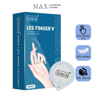Bao cao su ngón tay Juncai LES FINGER hộp 10 cái, bcs ngón tay siêu mỏng nhiều gel hương dịu nhẹ