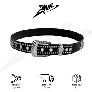 (Có sẵn) AOE STUDIO - Thắt lưng nam nữ da PU Y2K dây nịt cao cấp đính màu đen phong cách Gothic.