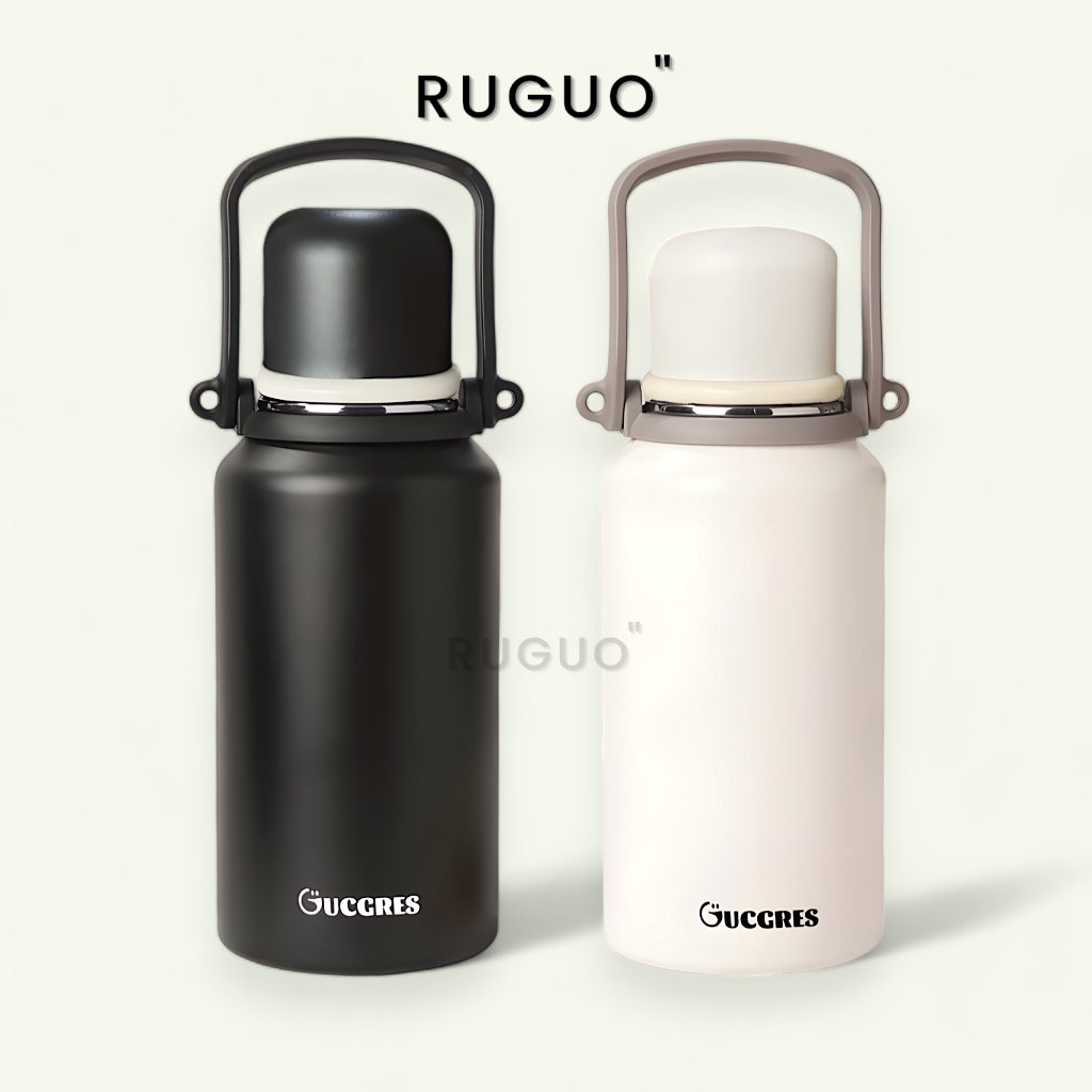 Bình Giữ Nhiệt GUCGRES Nắp Cốc Có Quai 900ml - 1200ml Inox 316 Có Dây Đeo