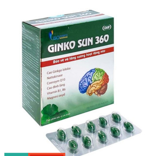 Hoạt huyết dưỡng não GINKO SUN 360 - Bảo vệ và tăng cường hoạt động não ginkgo hộp 100 viên