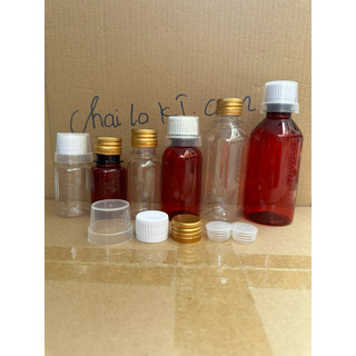 Lọ nhựa pet siro 50ml 60ml 100ml 125ml 150ml 200ml, lọ đựng bổ phế nhựa nâu, chai chiết siro