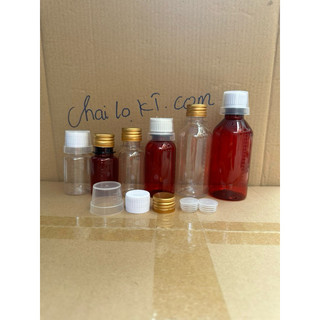 Lọ nhựa pet siro 50ml 60ml 100ml 125ml 150ml 200ml lọ đựng bổ phế nhựa nâu