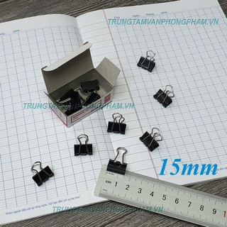 Hộp 12 cái kẹp bướm đen 15mm kẹp giấy Binder Clips - Double Clip