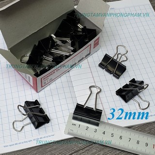 Hộp 12 cái kẹp bướm đen 32mm kẹp giấy Binder Clips - Double Clip