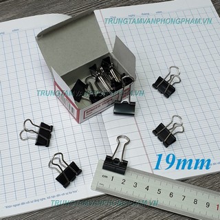 Hộp 12 cái kẹp bướm đen 19mm kẹp giấy Binder Clips - Double Clip