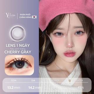 [Lens 1 Ngày] Cherry Moon Gray /Kính áp tròng 1 ngày chống tia UV (ĐỘ CẬN 0-8) lens siêu ẩm đeo cả ngày [Yu lens]