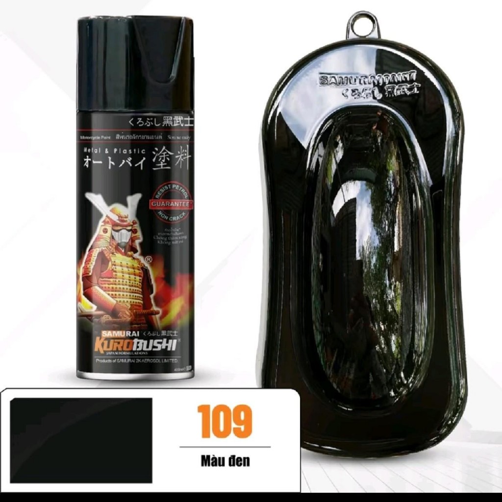 Sơn Xịt Màu Đen Bóng 109 Samurai 400ml Chất Lượng Cao Bảo Vệ Bề Mặt Xe Máy Và Ô Tô Dễ Sử Dụng Màu Đen Sang Trọng