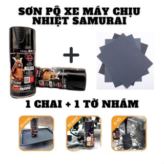 Sơn pô xe chống cháy đen mờ H2 300ml kèm giấy nhám