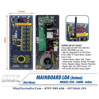 Bo mạch loa kéo kích thước 15x35cm V30x công suất lớn 300W chuyên dùng cho loa karaoke bass 40 50 30
