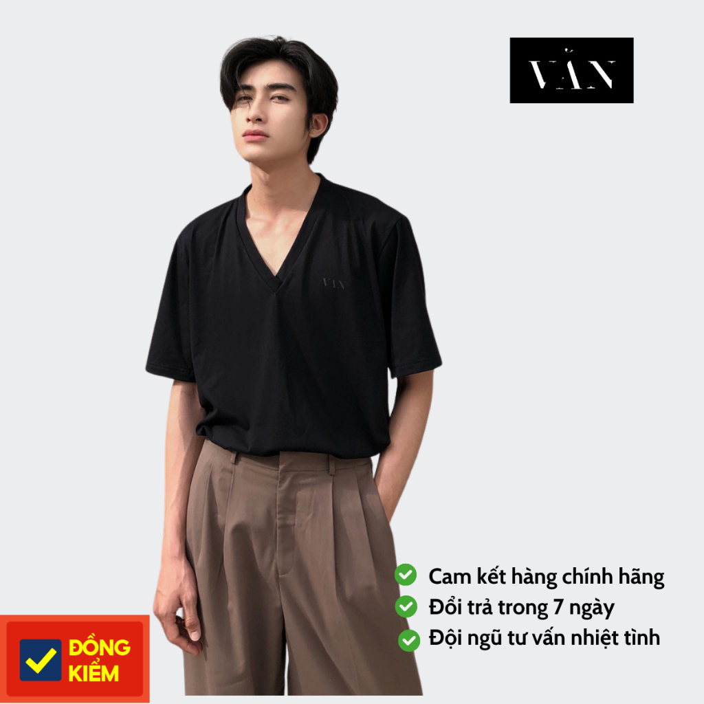 Áo thun nam cổ V Neck Tee- Local Brand nam VĂN - Thiết Kế Basic Dễ Phối Đồ