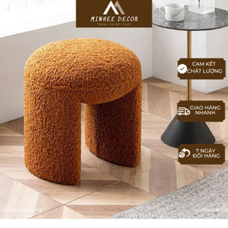  Ghế đôn sofa ghế bàn trang điểm vải lông cừu mềm mại decor phòng khách phong cách Hàn Quốc MinheeDecor MH03 