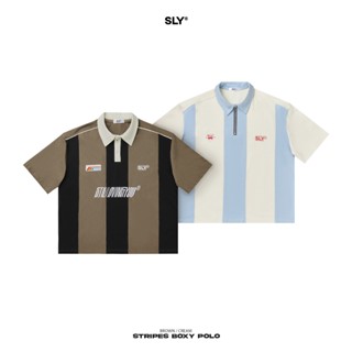 Áo Polo Boxy Stripes SLY Cotton 2 phối màu Form rộng