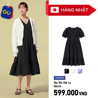 [HÀNG NHẬT] Váy Xòe Xếp Ly GU Cổ V Tay Lửng Phong Cách Thoải Mái Trẻ Trung Nhật Bản - 346890