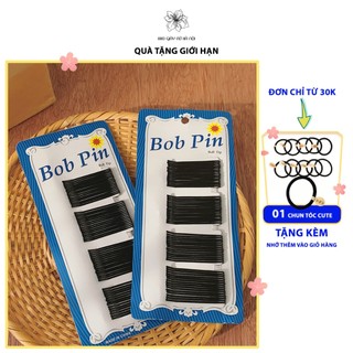 Vỉ kẹp tóc ghim tăm đen  - Kẹp tăm màu đen thiết kế đơn giản xinh xắn - set 60 cái - set 36 cái