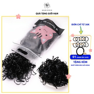 Set 500 chun buộc tóc dây buộc tóc kèm túi đựng xinh xắn