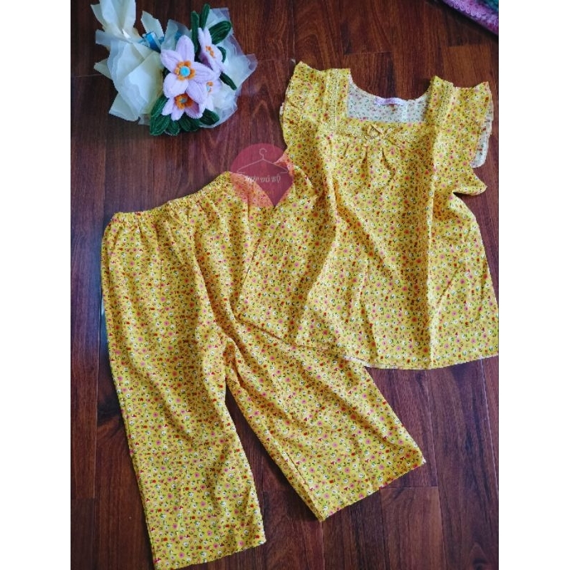 [Size 40-65kg] Bộ lửng hoa nhí có túi