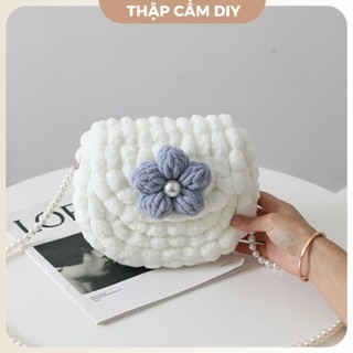  Túi Tự Đan Handmade Túi Len Tự Đan Tròn Phồng Bi Đính Hoa Len  Có Video Hướng Dẫn  