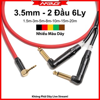 Dây 3.5 ra 2 đầu 6 ly, dài 8m-10m-15m-20m, jack 3.5 cong góc vuông ra 2 đầu 6ly cong góc vuông.