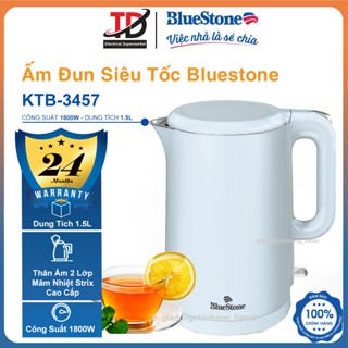 Ấm Đun Siêu Tốc Bluestone KTB-3457, Thân Ấm 2 Lớp Nhựa PP và Inox 304, 1800w-1.5Lit, Hàng Chính Hãng