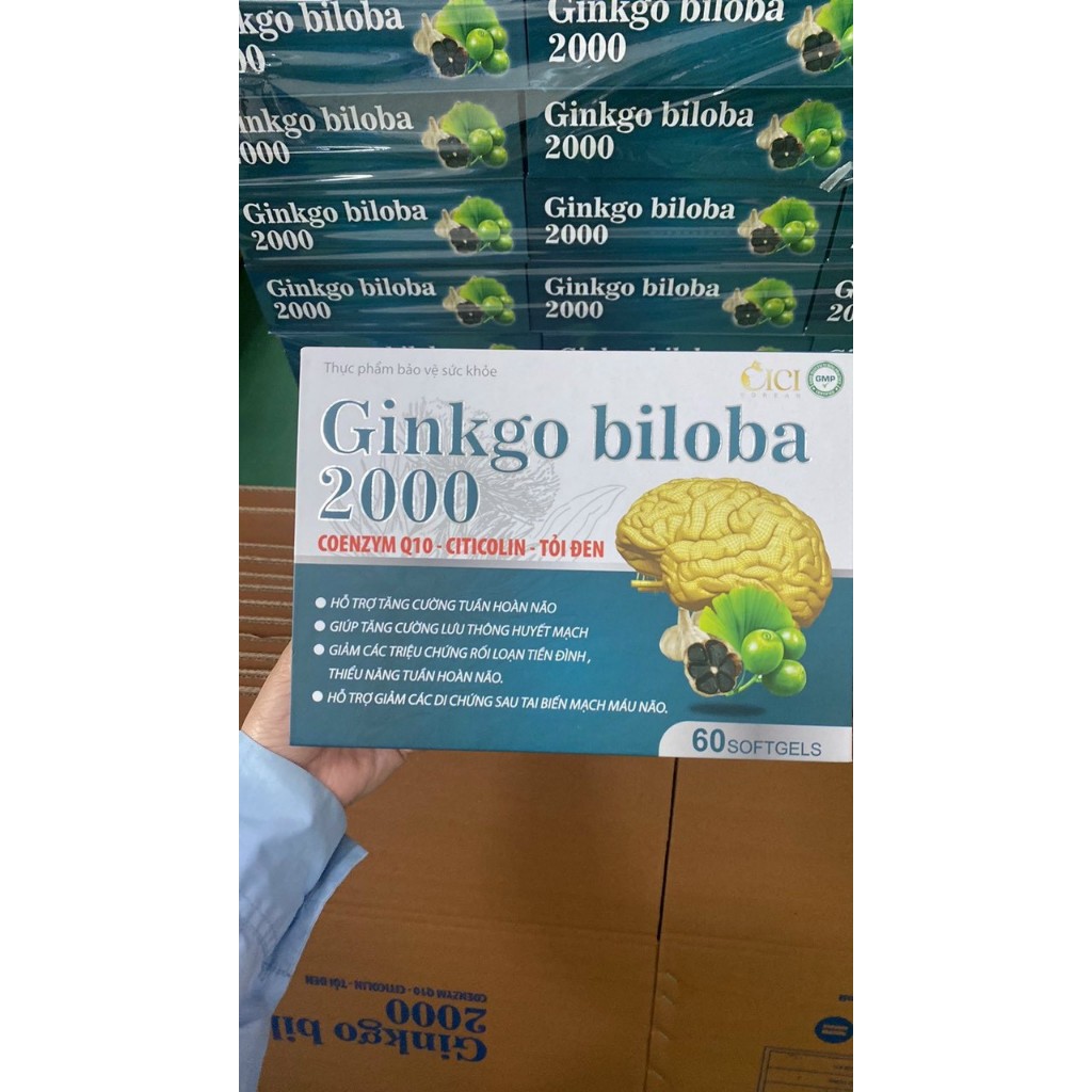Viên Uống hoạt huyết dưỡng não Ginkgo Biloba 2000 hộp 60 Viên bổ não, tuần hoàn não, thông mach, tăng cường trí nhớ..