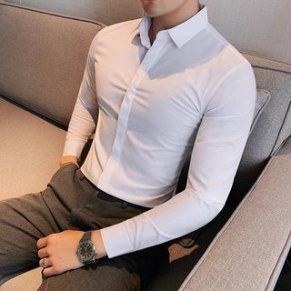 Áo sơ mi vải lụa nano Nam Trơn - Phong cách Hàn Quốc 2024