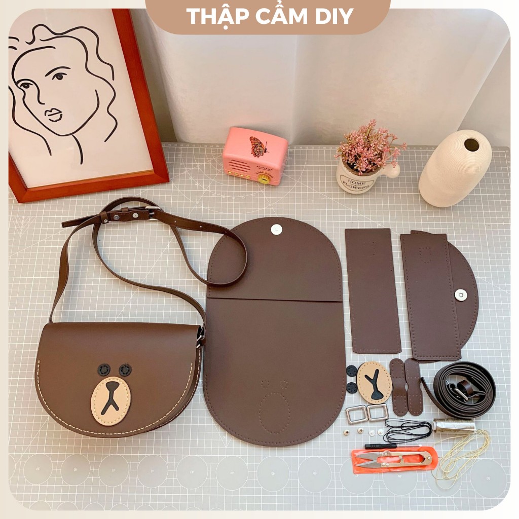 Túi Handmade, Túi Tự Đan Handmade Mặt Gấu